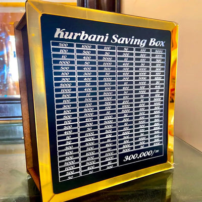 Kurbani saving box placed on table