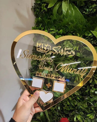 Customized acrylic gift frame for Nikkah ceremony.